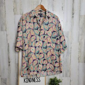 Burberry Short Sleeve Paisley Button Down Shirt  L